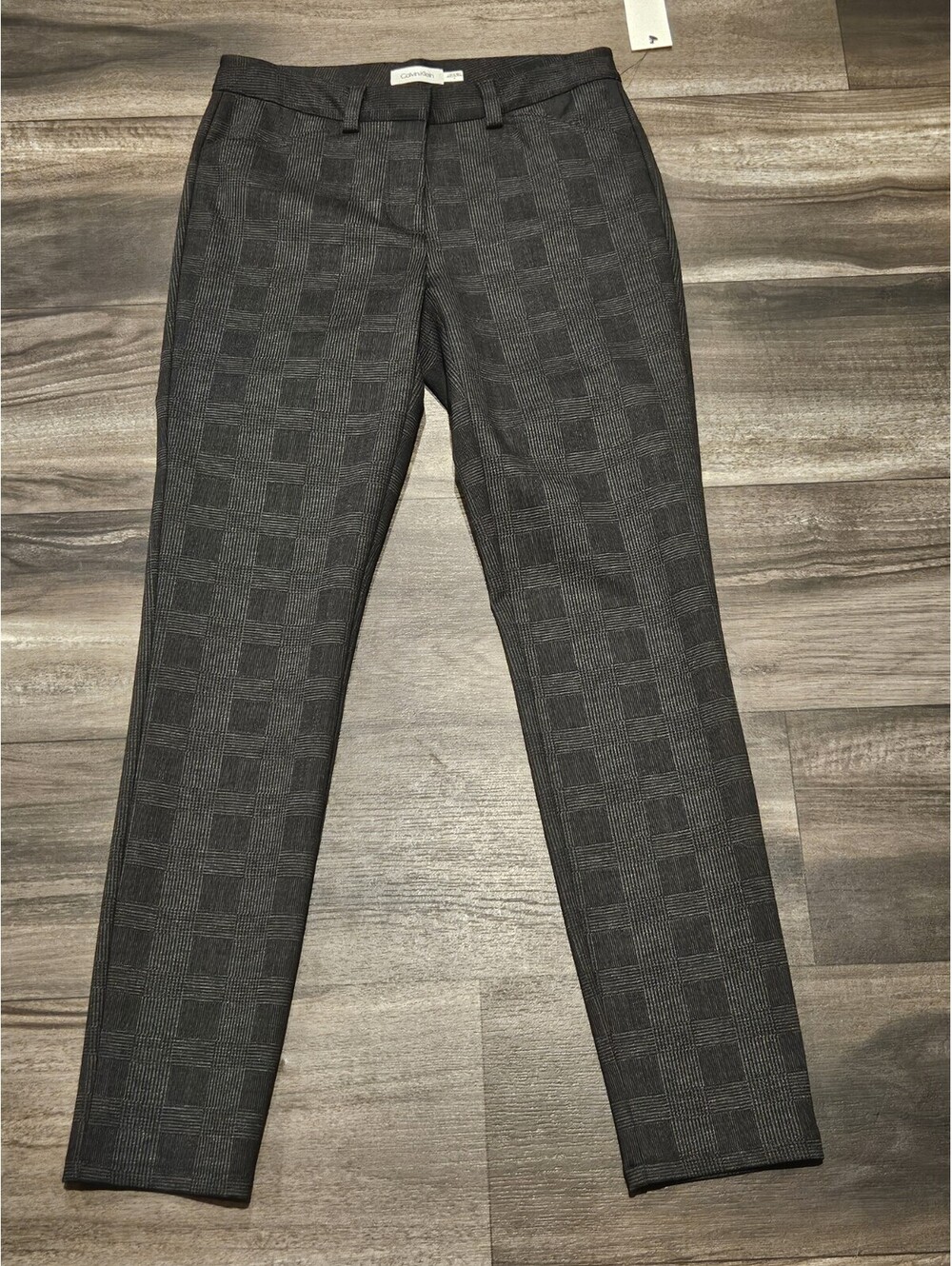 CALVIN KLEIN Dress Pants Size 4 Gray Skinny Cropped Glen Plaid